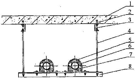 图24 水管双管道共用悬吊架示意